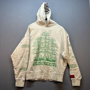 CHNGE Hoodie Mens Small White Trees Are The Roots Of Living Graphic Pullover